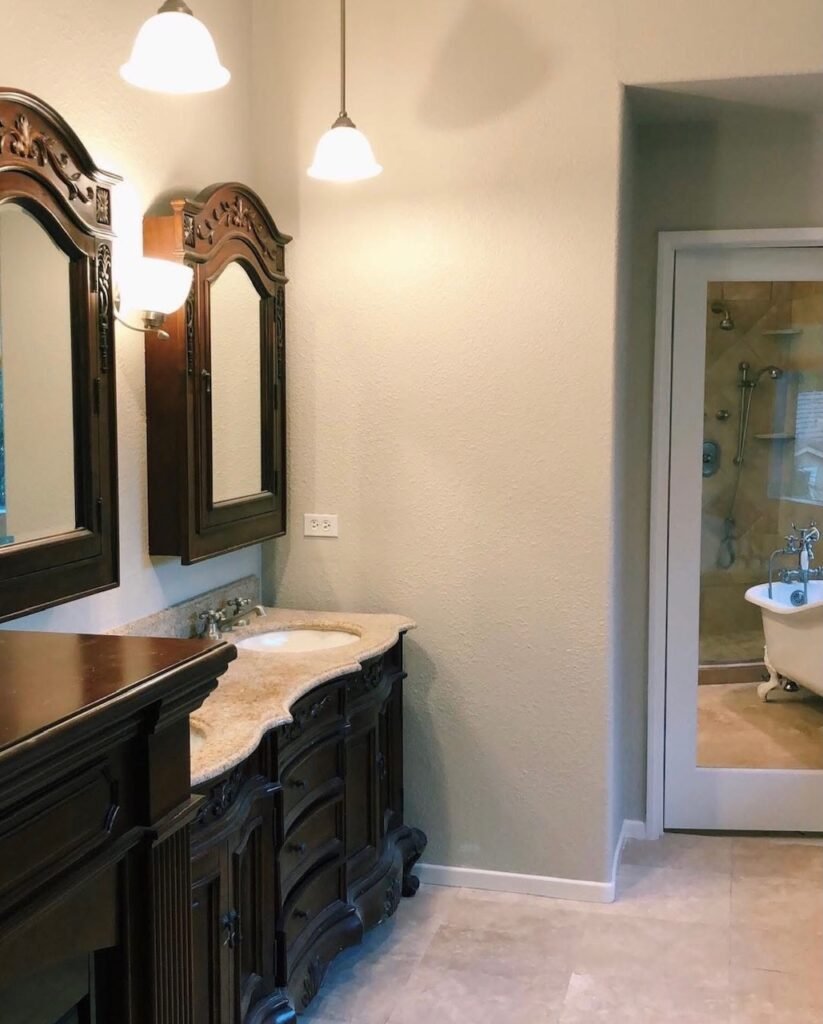 Elegant bathroom with vintage vanity