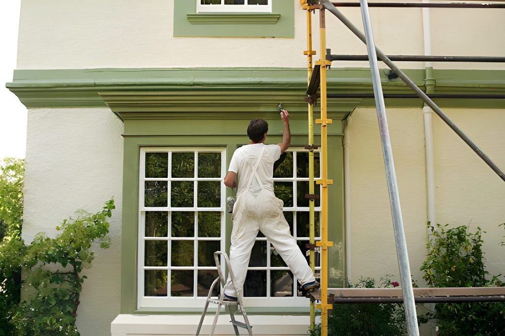 Painter and decorator working.
