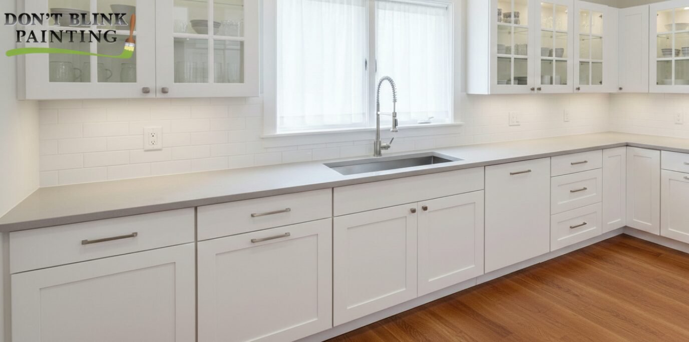 Bright white modern kitchen with sink