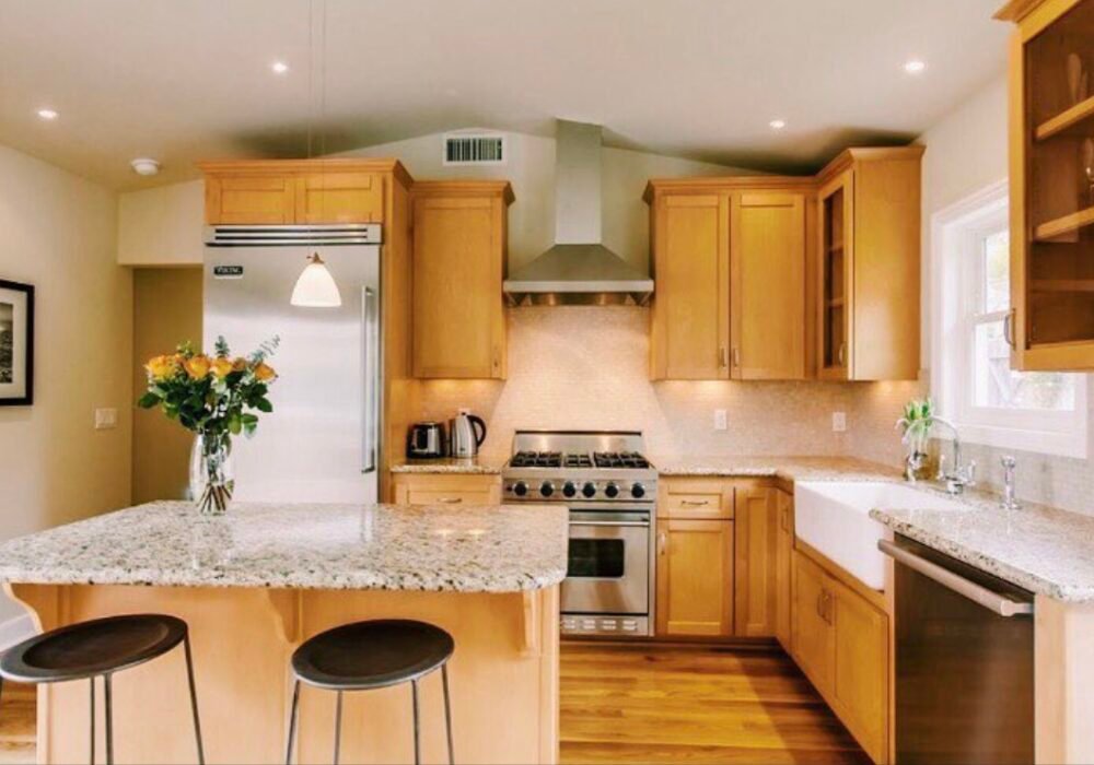 Warm kitchen with freshly painted walls